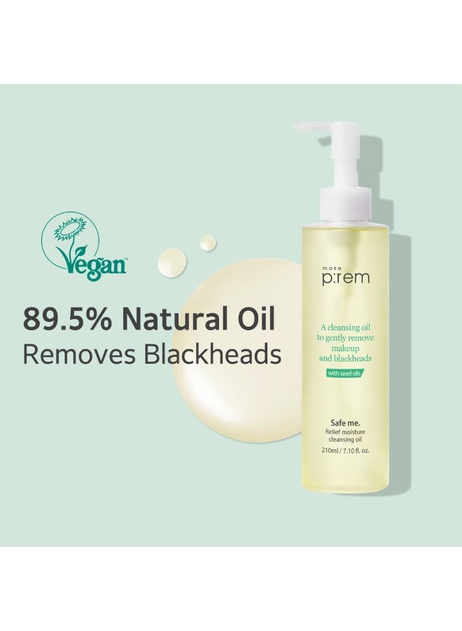 MAKEP:REM Make P:Rem Safe Me. Relief Moisture Cleansing Oil, Deep Pore Cleansing Makeup Remover for Oily Skin, All Skin Types, Gentle Blackhead Remover, Korean Skin Care, 210ml - Image 2